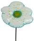 Preview: Zauberhafter Gartenstecker Glasblume weiß mit blauem Rand ca. 120 cm - Gartendekoration